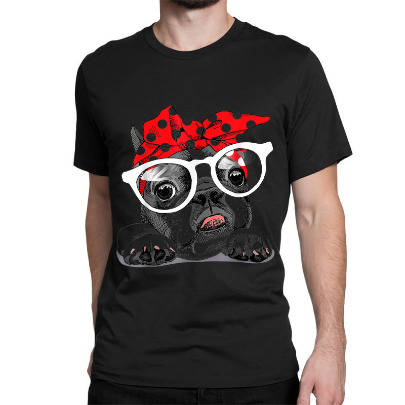 Cute French Bulldog Colorful Headband And Glasses Classic T-shirt by RutheSanmartin | Artistshot