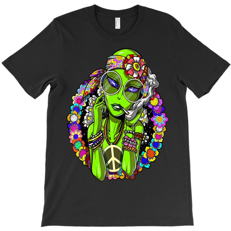 Hippie Alien Smoking Marijuana Weed Cannabis Peace Love Ufo T-shirt | Artistshot