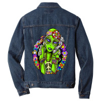 Hippie Alien Smoking Marijuana Weed Cannabis Peace Love Ufo Men Denim Jacket | Artistshot