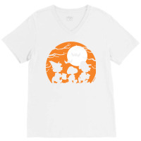 Peanuts  Halloween  Trick Or Treat Silhouettes V-neck Tee | Artistshot