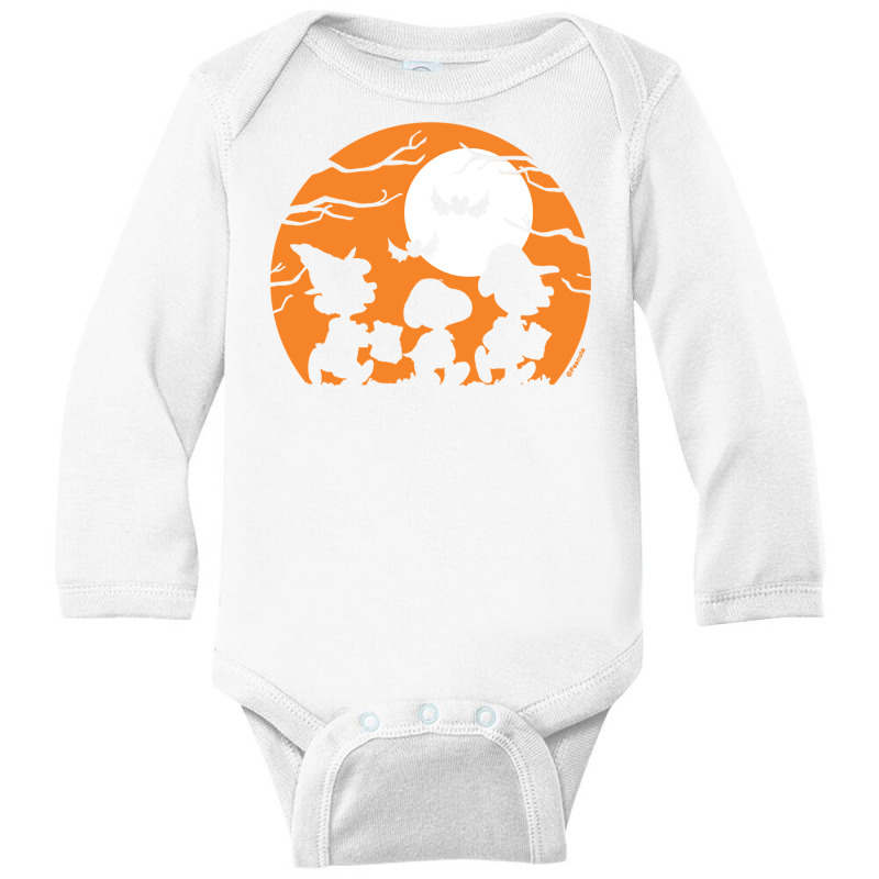 Peanuts  Halloween  Trick Or Treat Silhouettes Long Sleeve Baby Bodysuit | Artistshot