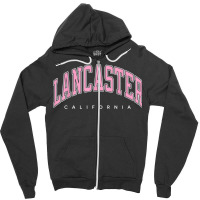 Lancaster California Ca Varsity Style Pink Text Zipper Hoodie | Artistshot