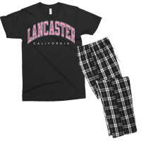 Lancaster California Ca Varsity Style Pink Text Men's T-shirt Pajama Set | Artistshot