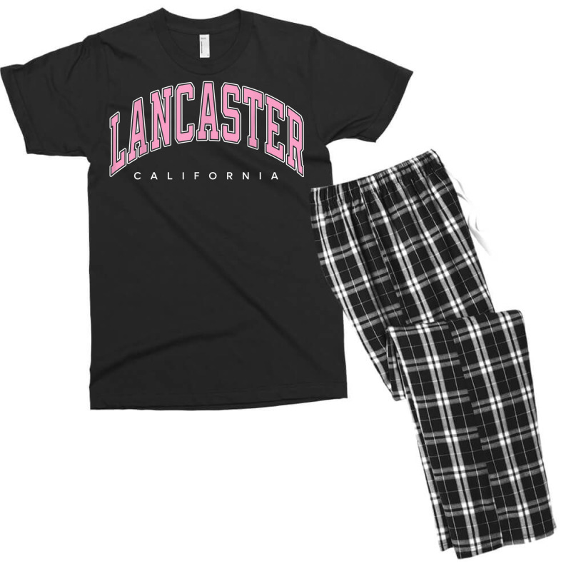 Lancaster California Ca Varsity Style Pink Text Men's T-shirt Pajama Set | Artistshot