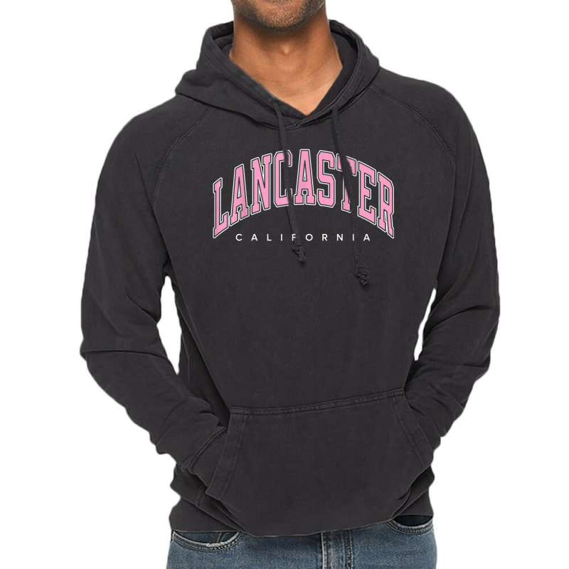 Lancaster California Ca Varsity Style Pink Text Vintage Hoodie | Artistshot