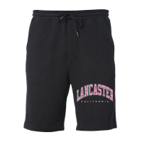 Lancaster California Ca Varsity Style Pink Text Fleece Short | Artistshot