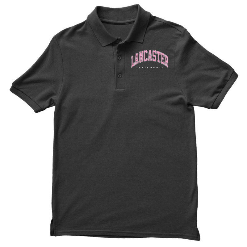 Lancaster California Ca Varsity Style Pink Text Men's Polo Shirt | Artistshot