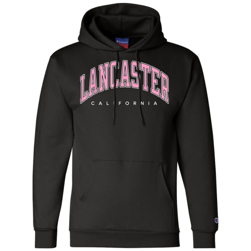 Lancaster California Ca Varsity Style Pink Text Champion Hoodie | Artistshot