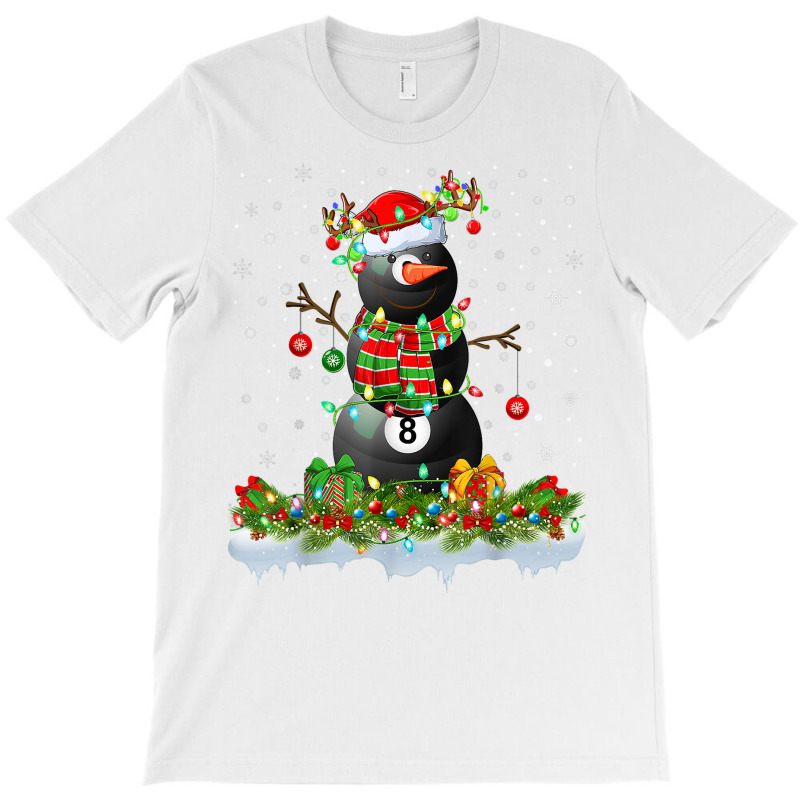 Billiards Xmas Lighting Funny Snowman Billiards Christmas T Shirt T-shirt | Artistshot