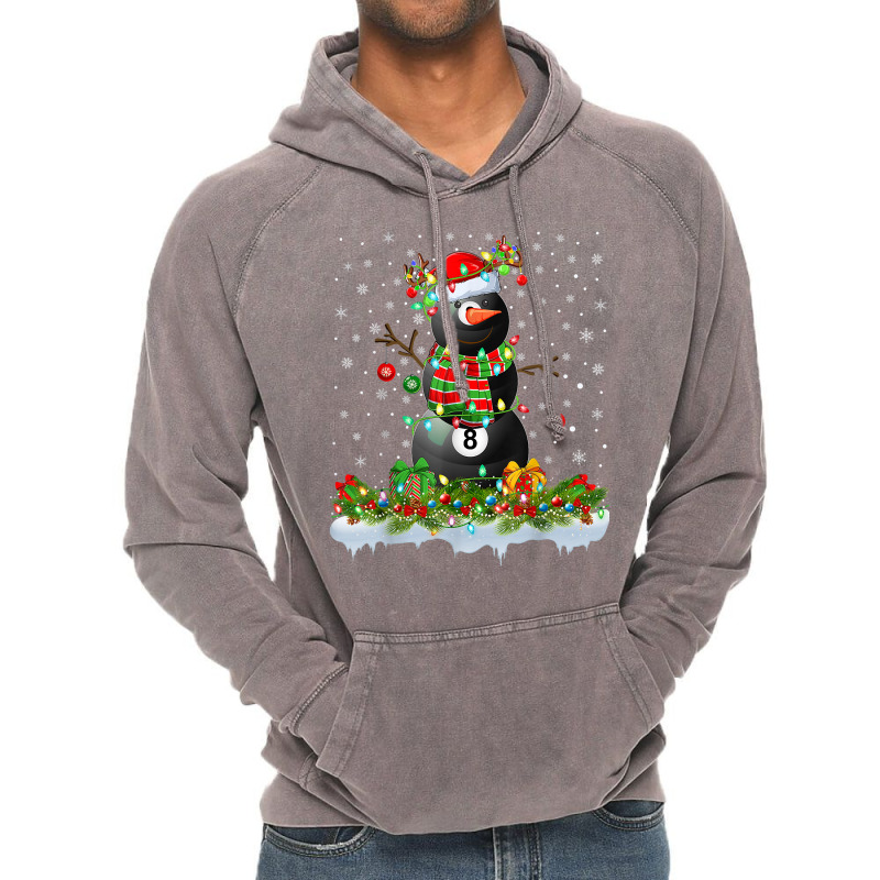 Billiards Xmas Lighting Funny Snowman Billiards Christmas T Shirt Vintage Hoodie | Artistshot