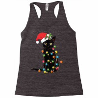 Black Cat Santa Tangled Up In Christmas Lights Sweatshirt Racerback Tank | Artistshot