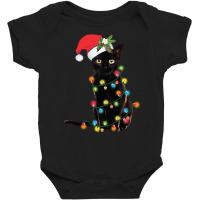 Black Cat Santa Tangled Up In Christmas Lights Sweatshirt Baby Bodysuit | Artistshot