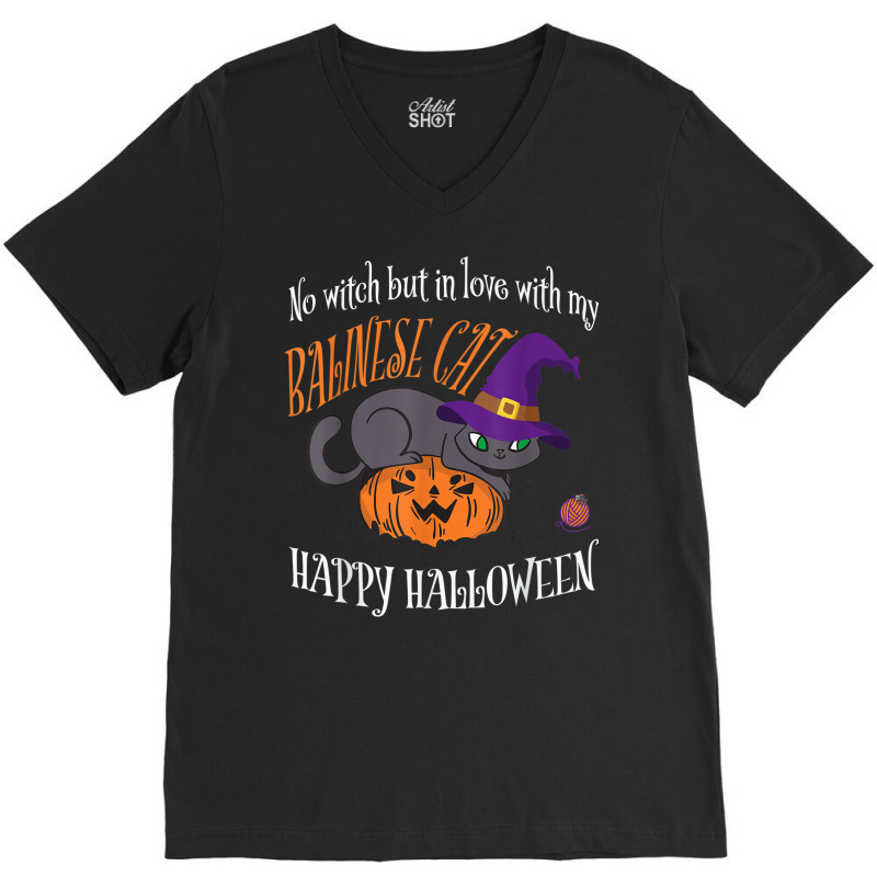 Balinese Cat   Cat Lover Not A Witch Funny Halloween V-neck Tee | Artistshot