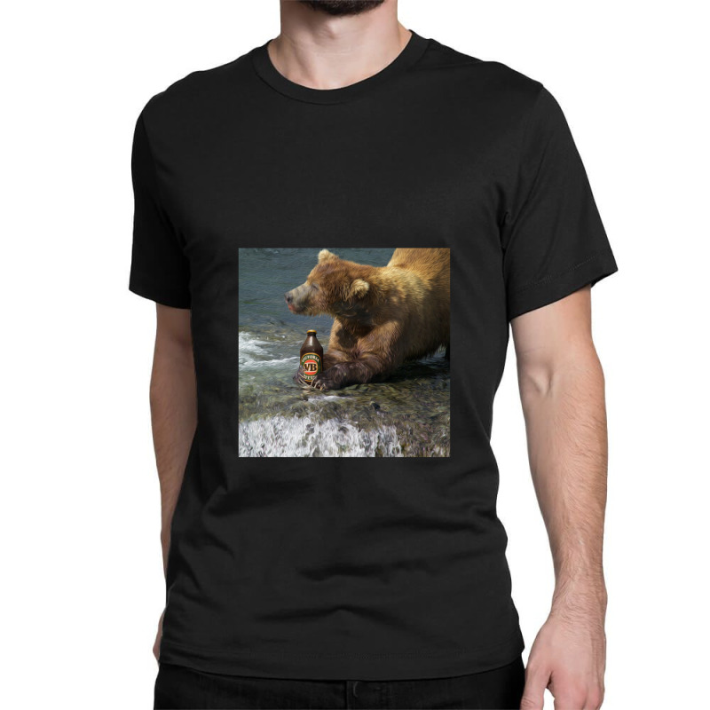 Bear Catching Beer In A River Classic T-shirt | Artistshot