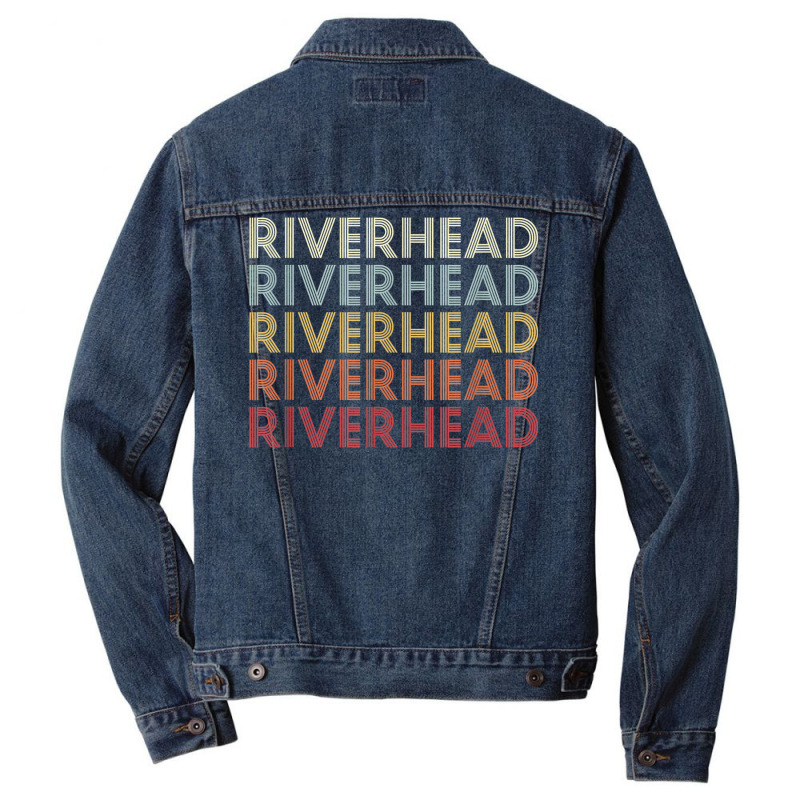 Riverhead New York Riverhead Ny Retro Vintage Text Men Denim Jacket | Artistshot