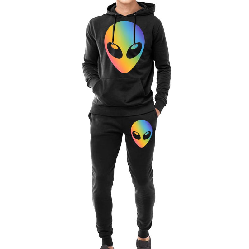 Holographic Glow Effect Alien Head Hoodie & Jogger Set | Artistshot