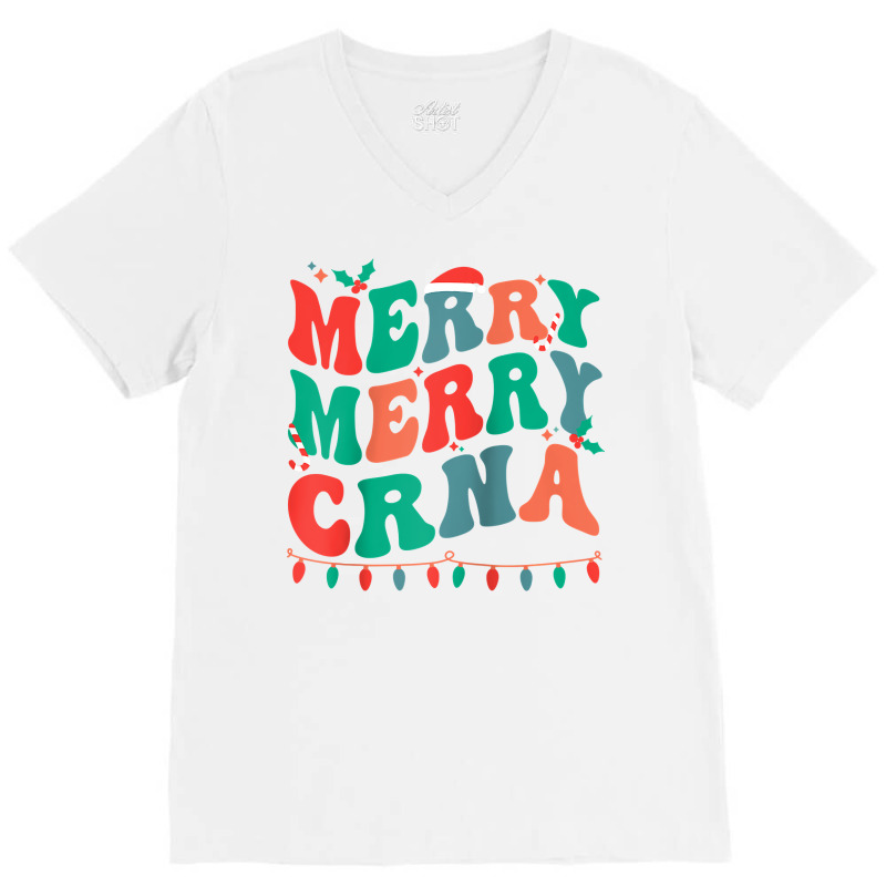 Merry Certified Registered Nurse Anesthetist Christmas Raglan Baseball V-neck Tee | Artistshot