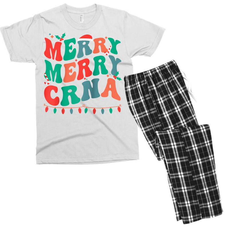 Merry Certified Registered Nurse Anesthetist Christmas Raglan Baseball Men's T-shirt Pajama Set | Artistshot