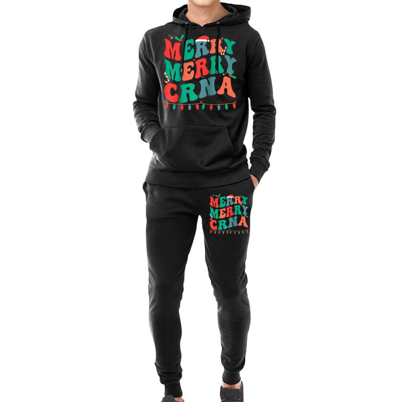 Merry Certified Registered Nurse Anesthetist Christmas Raglan Baseball Hoodie & Jogger Set | Artistshot