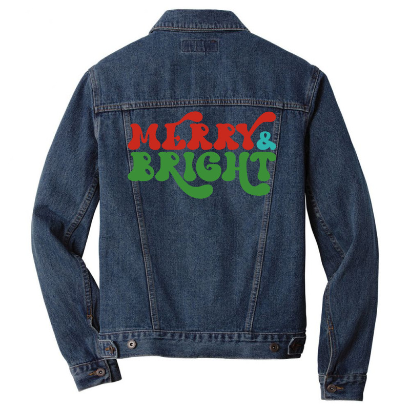 Merry And Bright Stars Christmas Long Sleeve T Shirt Men Denim Jacket by pofijinashu | Artistshot