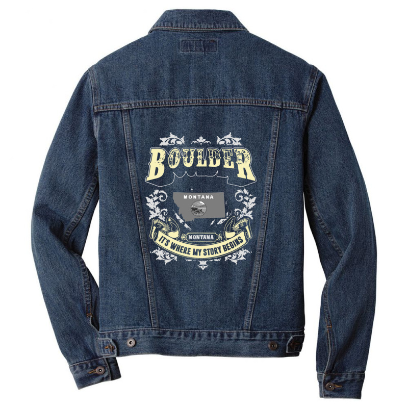 Boulder Montana Montana It Is Where My Story Begins America Men Denim Jacket by cm-arts | Artistshot