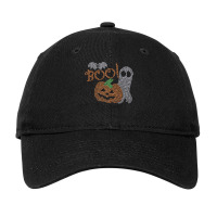 Rhinestone Transfer Pumpkin And Ghost With Boo For Halloween Premium T Adjustable Cap | Artistshot