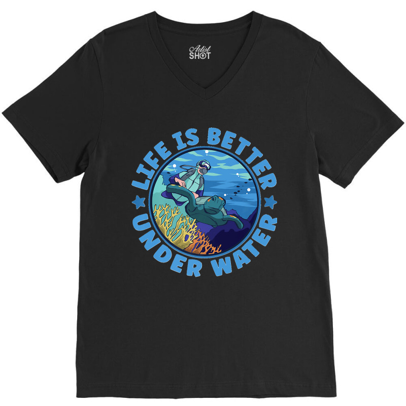 Life Is Better Under Water Marine Biology Scuba Diver Premium V-neck Tee | Artistshot