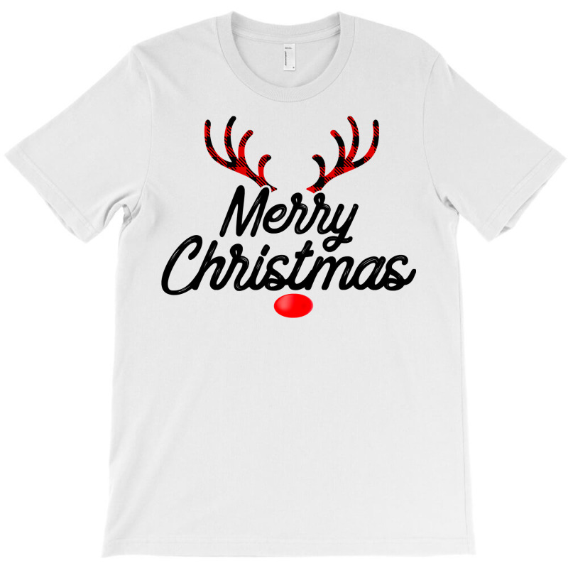 Merry Christmas Reindeer Red Plaid Family Pajama Holiday Long Sleeve T T-Shirt by pofijinashu | Artistshot