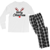 Merry Christmas Reindeer Red Plaid Family Pajama Holiday Long Sleeve T Men's Long Sleeve Pajama Set | Artistshot