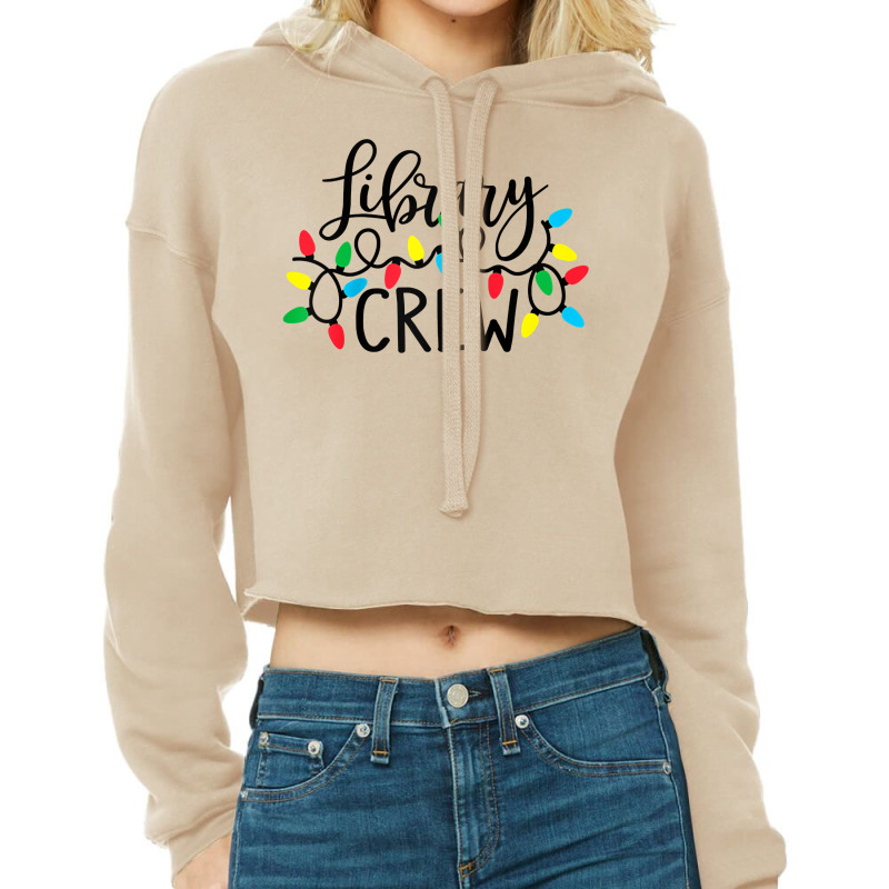 Library Crew Christmas Light Funny Book Lover Librarian Xmas Raglan Ba Cropped Hoodie by quvamashara | Artistshot