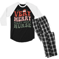 Merry Night Shift Nurse Christmas Night Shift Nursing Xmas Pullover Ho Men's 3/4 Sleeve Pajama Set | Artistshot