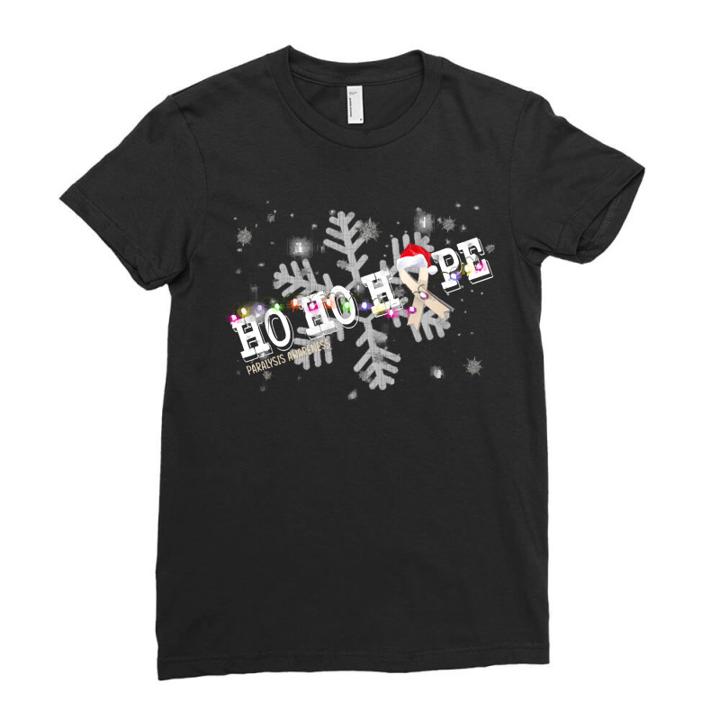 Paralysis Fighter Paralysis Awareness - Ho Ho Hope Cure Christmas Ladies Fitted T-Shirt by kelpfee | Artistshot