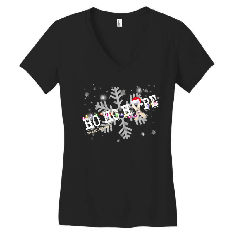 Paralysis Fighter Paralysis Awareness - Ho Ho Hope Cure Christmas Women's V-Neck T-Shirt by kelpfee | Artistshot