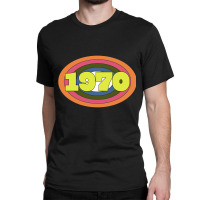 Yellow Year 1970 Rainbow Ellipse Vintage Typography Classic T-shirt | Artistshot