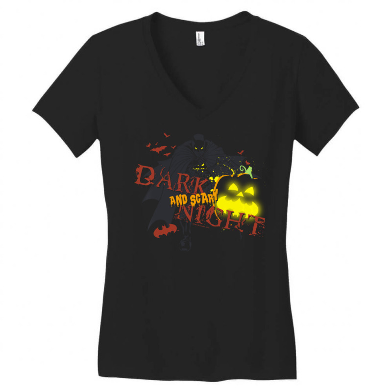 B.at.man Dark And Scary Night Longsleeve Women's V-Neck T-Shirt by beetcasinomine | Artistshot