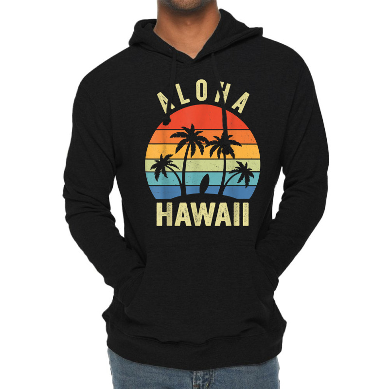 Aloha Hawaii Hawaiian Island Shirt Palm Beach Surfboard Surf T Shirt Lightweight Hoodie by hapusajehae | Artistshot