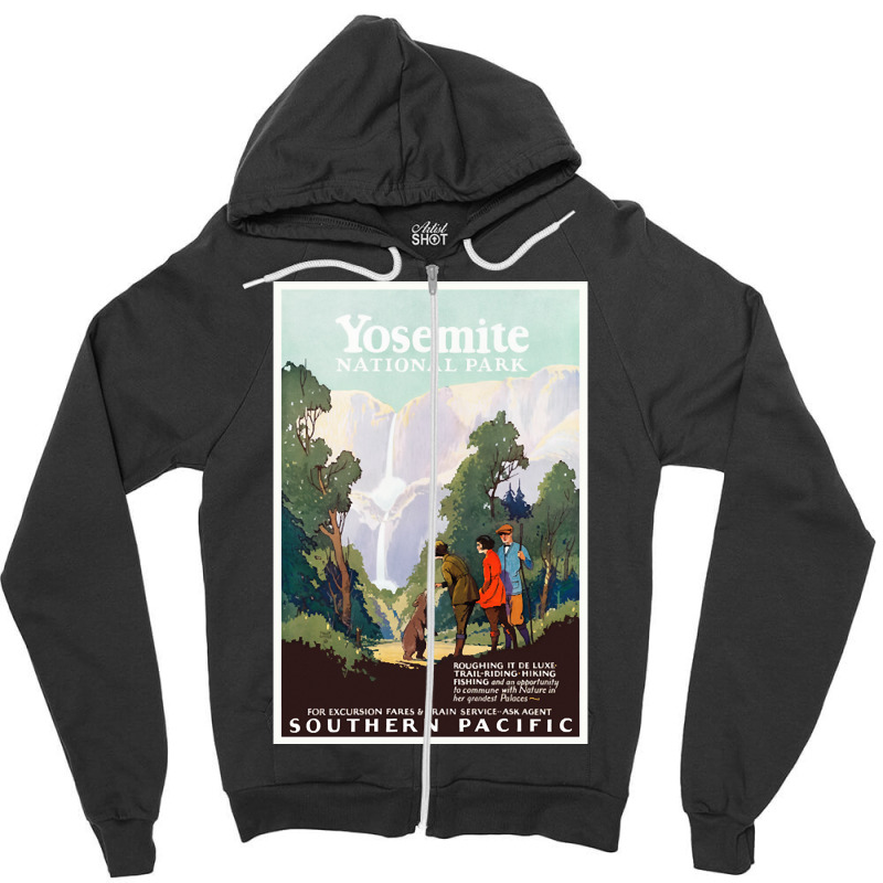 Yosemite National Park Usa Vintage Wall Art 1924 Zipper Hoodie | Artistshot