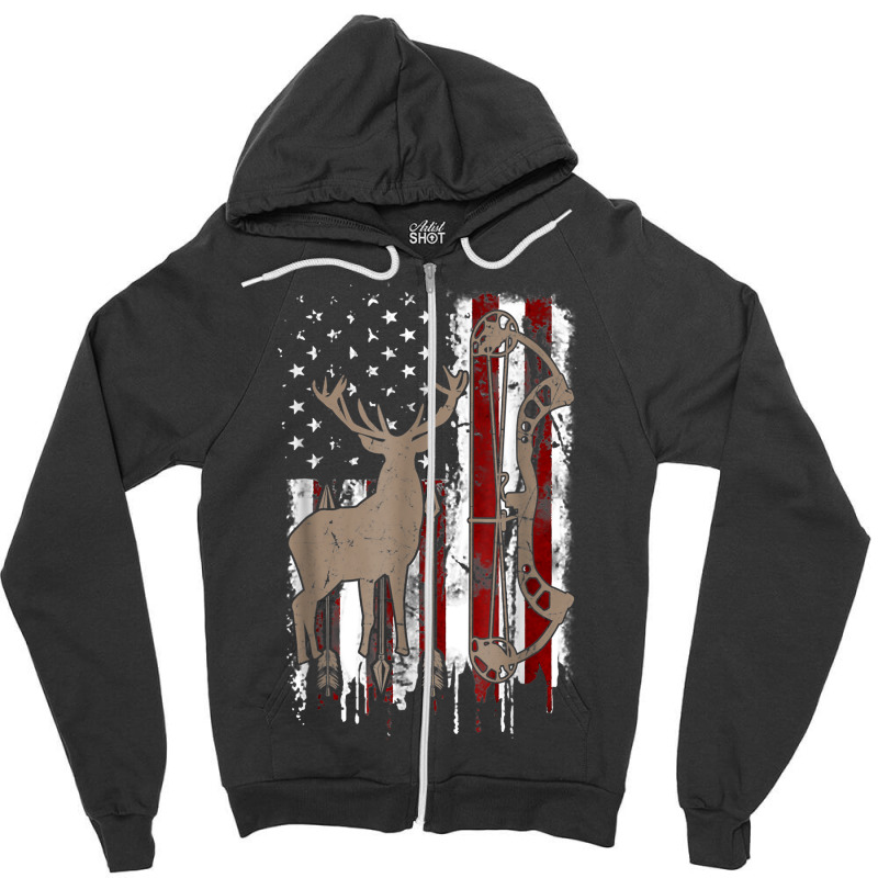 American Deer Hunting Bow Hunter Flag Accessories T Shirt Zipper Hoodie by hapusajehae | Artistshot