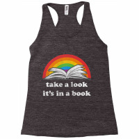 Take A Look It's In A Book Reading Vintage Retro Rainbow Raglan Baseba Racerback Tank | Artistshot