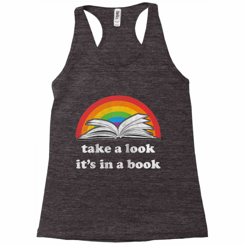 Take A Look It's In A Book Reading Vintage Retro Rainbow Raglan Baseba Racerback Tank by cm-arts | Artistshot