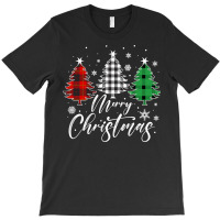 Merry Christmas Tree Buffalo Plaid Red White Green Light Top Long Slee T-shirt | Artistshot