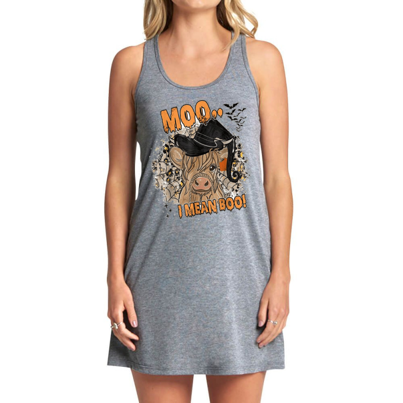 Witch Ghost Cow Moo I Mean Boo Pumpkin Moon Halloween Tank Dress by Fashonus | Artistshot