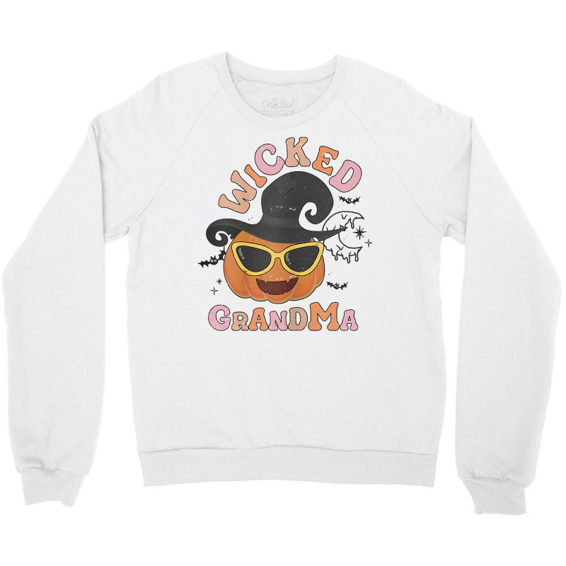 Womens Wicked Grandma Retro Pumpkin Halloween Family Cute Matching T S Crewneck Sweatshirt | Artistshot