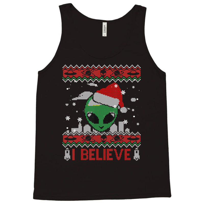 I Believe In Ufo Alien Christmas Ugly Alien Xmas Tank Top | Artistshot