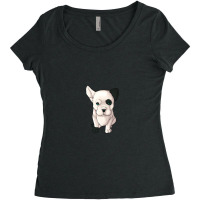 Black And White Bulldog 1 Women's Triblend Scoop T-shirt | Artistshot