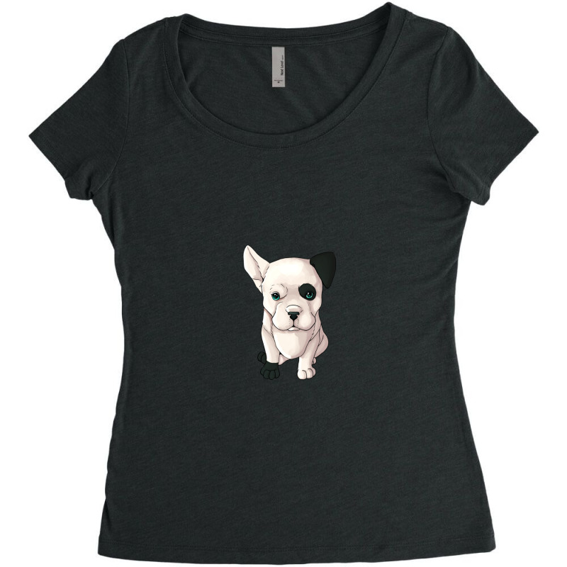 Black And White Bulldog 1 Women's Triblend Scoop T-shirt by ErikaCharles | Artistshot