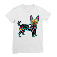 Calavera French Bulldog Frenchie Dia De Muertos Halloween T Shirt Ladies Fitted T-shirt | Artistshot