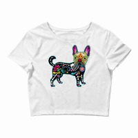 Calavera French Bulldog Frenchie Dia De Muertos Halloween T Shirt Crop Top | Artistshot