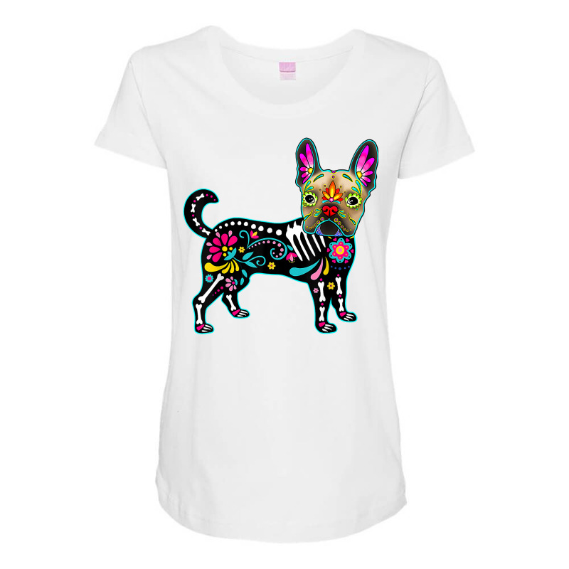 Calavera French Bulldog Frenchie Dia De Muertos Halloween T Shirt Maternity Scoop Neck T-shirt by cm-arts | Artistshot