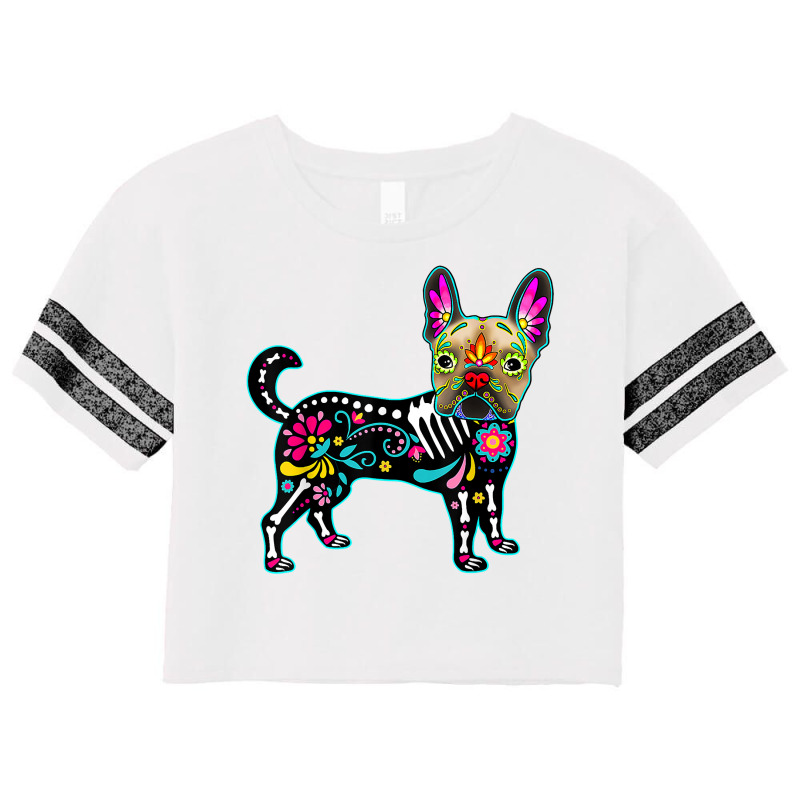 Calavera French Bulldog Frenchie Dia De Muertos Halloween T Shirt Scorecard Crop Tee by cm-arts | Artistshot